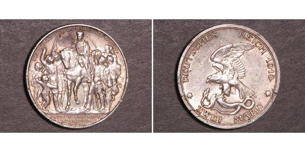 2 Mark 普魯士王國 (1701 - 1918) 銀 