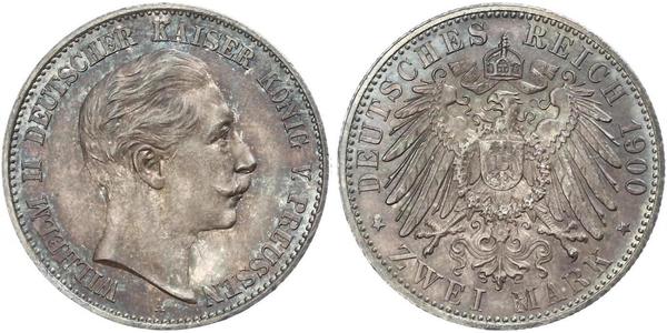 2 Mark 普魯士王國 (1701 - 1918) 銀 威廉二世 (德国)