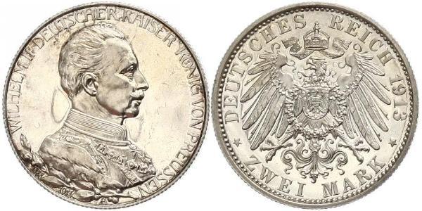 2 Mark 普魯士王國 (1701 - 1918) 銀 威廉二世 (德国)