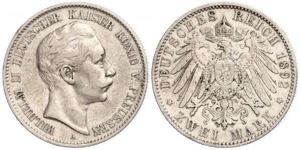2 Mark 普魯士王國 (1701 - 1918) 銀 威廉二世 (德国)