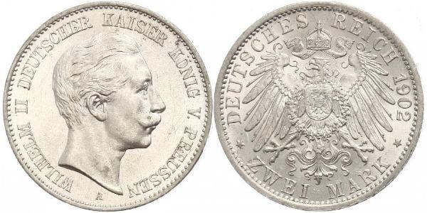 2 Mark 普魯士王國 (1701 - 1918) 銀 威廉二世 (德国)