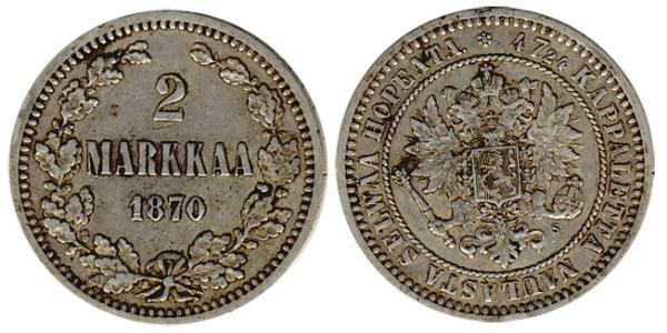 2 Mark 芬兰大公国 (1809 - 1917) 銀 亚历山大三世 (俄国) (1845 -1894)