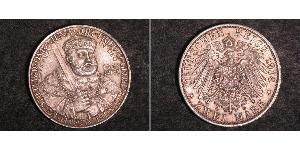 2 Mark 萨克森-魏玛-艾森纳赫 (1809 - 1918) 銀 威廉·恩斯特 (萨克森-魏玛-艾森纳赫)