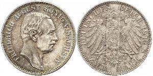 2 Mark 萨克森王国 (1806 - 1918) 銀 弗里德里希·奥古斯特三世 (萨克森国王)