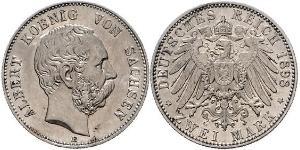 2 Mark 萨克森王国 (1806 - 1918) 銀 阿尔贝特 (萨克森)