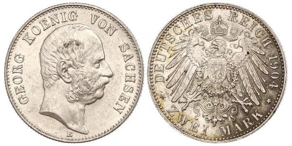 2 Mark 萨克森王国 (1806 - 1918) 銀 格奥尔格 (萨克森)