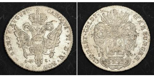 2 Mark / 32 Shilling Hamburg Silver Charles VI, Holy Roman Emperor (1685-1740)