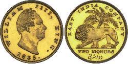 2 Mohur Compagnie anglaise des Indes orientales (1757-1858) Or Guillaume IV (1765-1837)