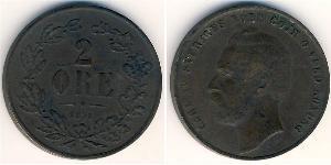 2 Ore Suecia Cobre Carlos XV de Suecia (1826 - 1872)