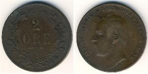 2 Ore Sweden Copper Charles XV of Sweden (1826 - 1872)