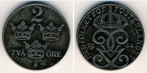 2 Ore 瑞典 Steel 古斯塔夫五世 (1858 - 1950)