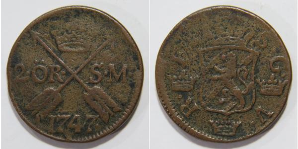 2 Ore Schweden  Adolf Frederick of Sweden (1710 - 1771)