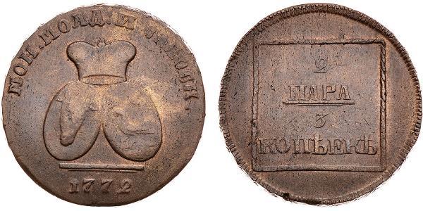 2 Para / 3 Copeca Impero russo (1720-1917) Rame Caterina II (1729-1796)
