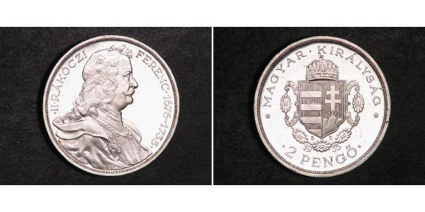 2 Pengo Kingdom of Hungary (1920 - 1946) Silber 