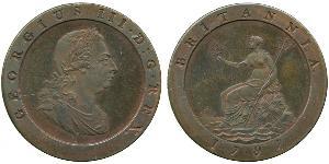 2 Penny Reino de Gran Bretaña (1707-1801) Cobre Jorge III (1738-1820)