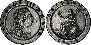 2 Penny Regno Unito di Gran Bretagna (1707-1801) Rame Giorgio III (1738-1820)