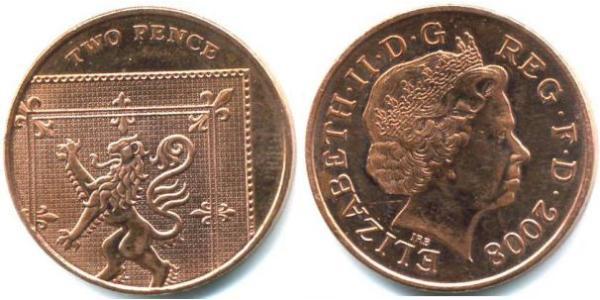 2 Penny United Kingdom (1922-) Steel/Copper Elizabeth II (1926-2022)