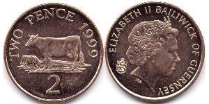 2 Penny 根西  伊丽莎白二世 (1926-2022)