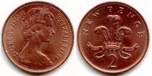 2 Penny United Kingdom (1922-) 銅 伊丽莎白二世 (1926-2022)