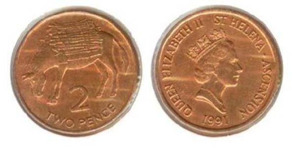 2 Penny 圣赫勒拿岛 青铜 
