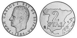 2 Peseta Kingdom of Spain (1976 - ) Copper/Nickel Juan Carlos I of Spain (1938 - )