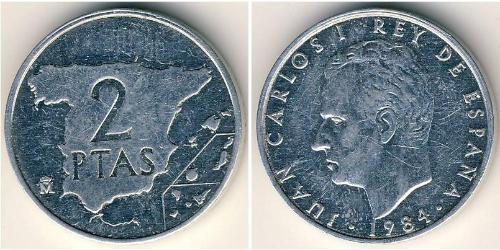 2 Peseta Reino de España (1976 - ) Níquel/Cobre Juan Carlos I (1938 - )