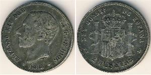 2 Peseta Kingdom of Spain (1874 - 1931) Silver 