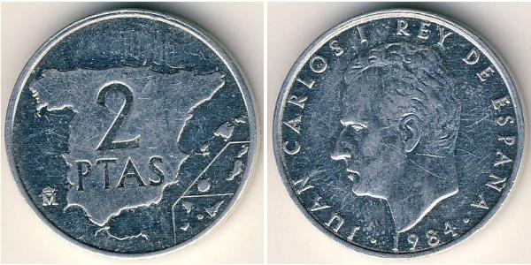 2 Peseta 西班牙 銅/镍 胡安·卡洛斯一世 (1938 - )