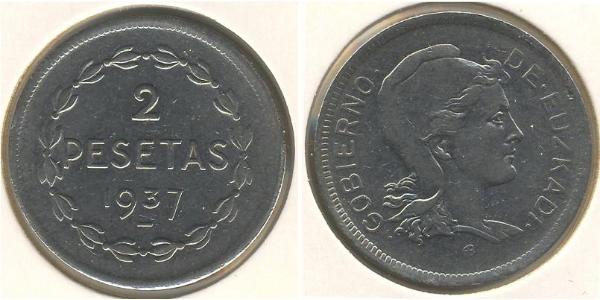 2 Peseta 西班牙第二共和国 (1931 - 1939) 銅/镍 