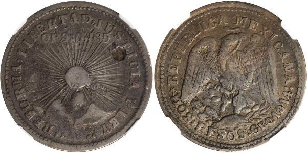 2 Peso Mexique (1867 - ) Argent 