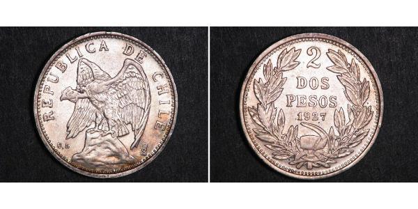 2 Peso Cile Argento 