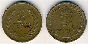 2 Peso Republic of Colombia (1886 - ) Bronze 