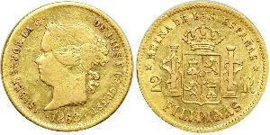 2 Peso Kingdom of Spain (1814 - 1873) / Philippinen Gold Isabella II of Spain (1830- 1904)