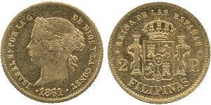 2 Peso Kingdom of Spain (1814 - 1873) / Philippinen Gold Isabella II of Spain (1830- 1904)