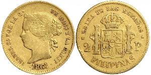 2 Peso Kingdom of Spain (1814 - 1873) / Philippinen Gold Isabella II of Spain (1830- 1904)