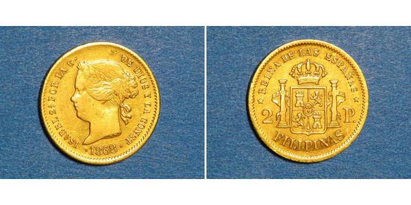 2 Peso Kingdom of Spain (1814 - 1873) / Philippinen Gold Isabella II of Spain (1830- 1904)