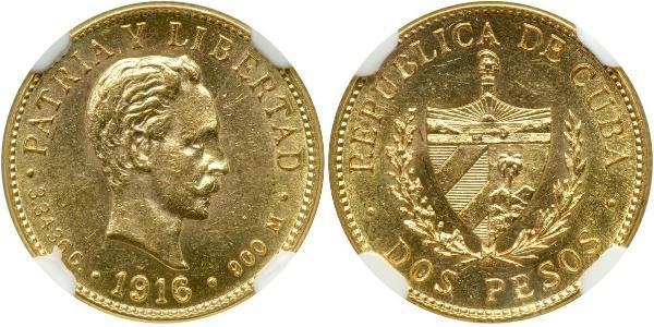 2 Peso Kuba Gold Jose Julian Marti Perez (1853 - 1895) 