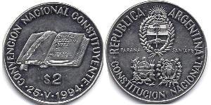 2 Peso Argentine Republic (1861 - ) Nickel 