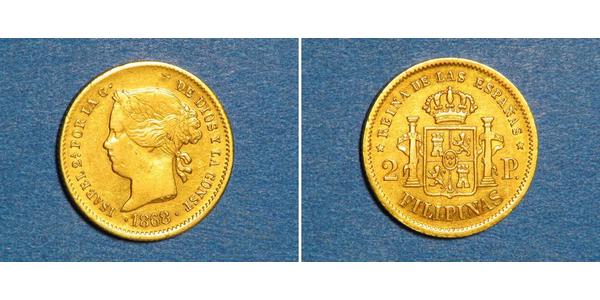 2 Peso Kingdom of Spain (1814 - 1873) / Philippines Or Isabella II of Spain (1830- 1904)