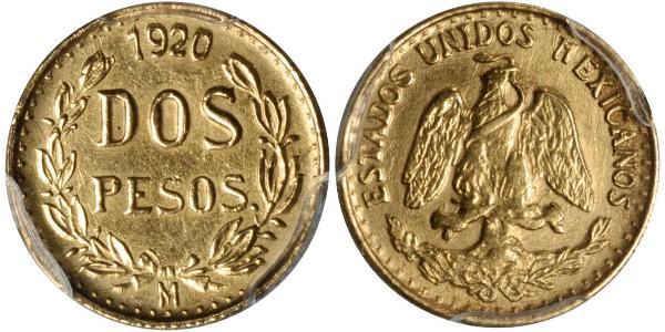 2 Peso Mexique (1867 - ) Or 