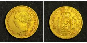 2 Peso Kingdom of Spain (1814 - 1873) / Filippine Oro Isabella II of Spain (1830- 1904)