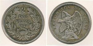 2 Peso Chile Silber 