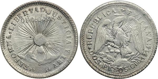 2 Peso Mexiko (1867 - ) Silber 