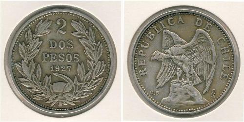 2 Peso Chile Silver 