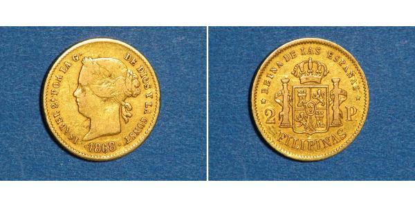 2 Peso Kingdom of Spain (1814 - 1873) / 菲律宾 金 Isabella II of Spain (1830- 1904)