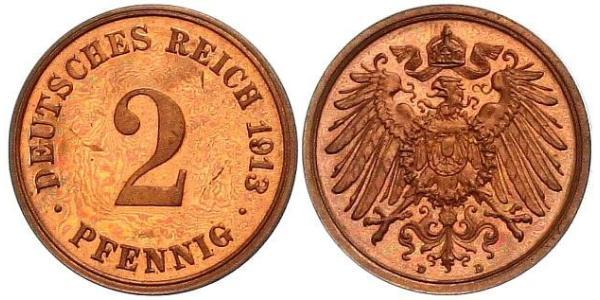 2 Pfennig Alemania Bronce 