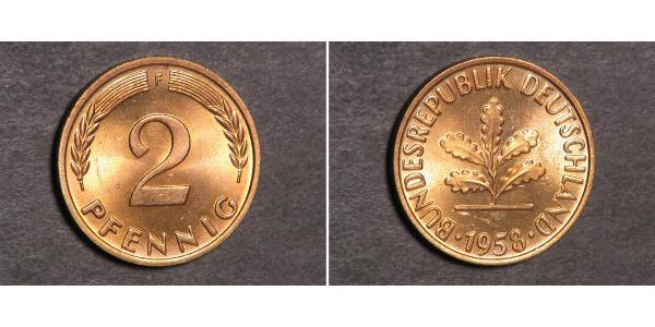 2 Pfennig Alemania Occidental (1949-1990) Bronce 