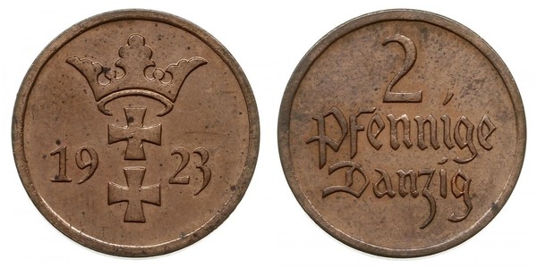 2 Pfennig Gdansk (1920-1939) / Polonia Bronce 