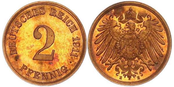 2 Pfennig Germany Bronze 