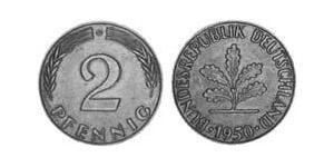 2 Pfennig Geschichte der Bundesrepublik Deutschland (1949-1990) Bronze 